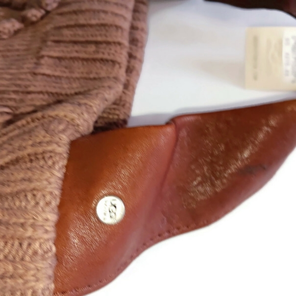 NEW UGG XLARGE LEATHER & WOOL BLEND BAG, BROWN/ MOCHA BAG - Picture 5 of 6